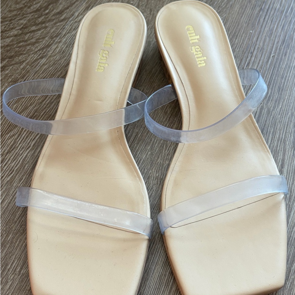 cult gaia Clear Strap Nude Slide Sandals